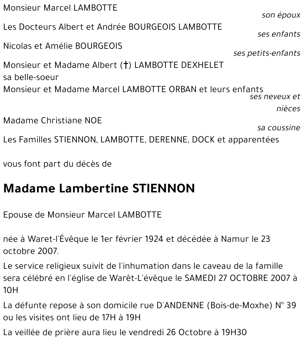 Lambertine STIENNON