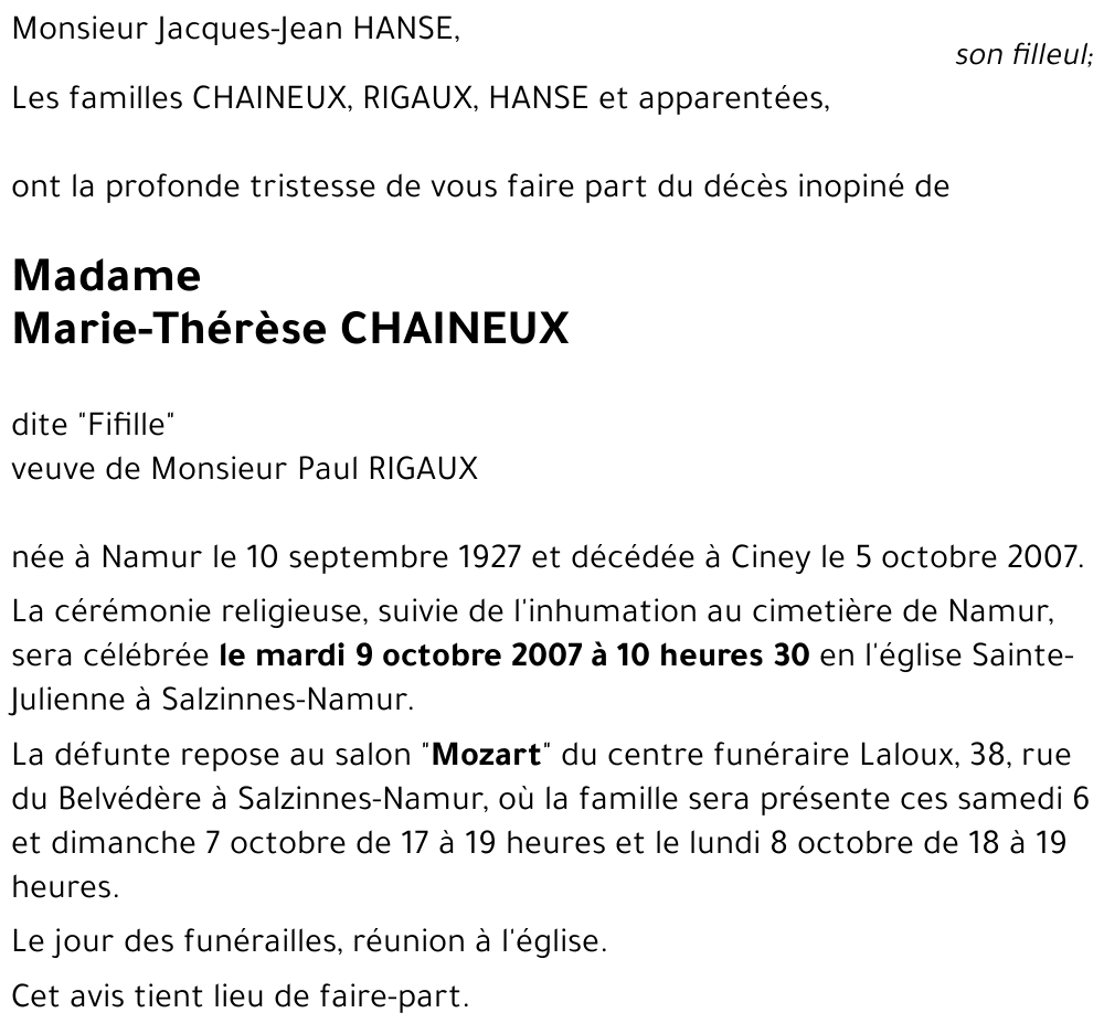 Marie-Thérèse CHAINEUX