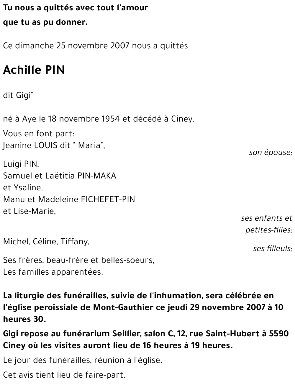 Achille PIN