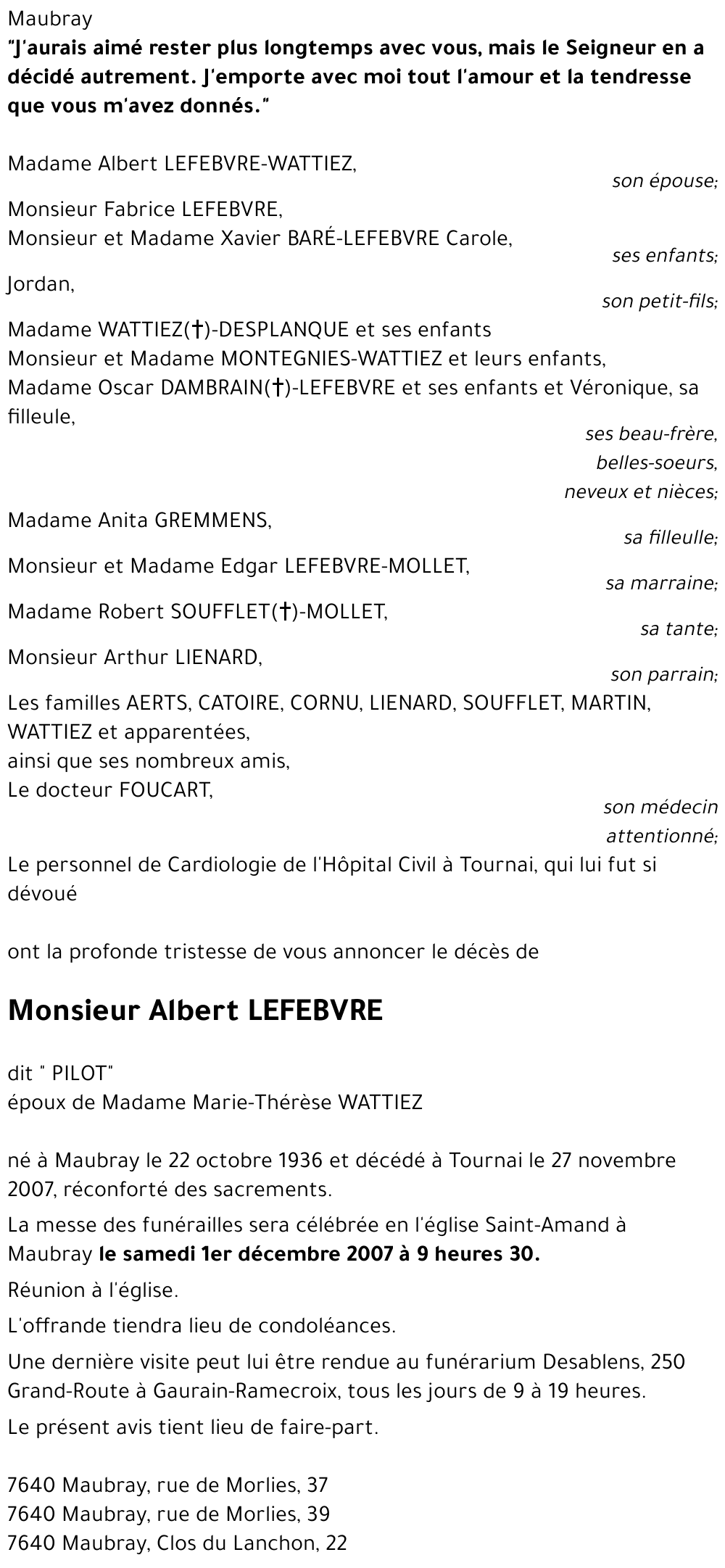 Albert LEFEBVRE