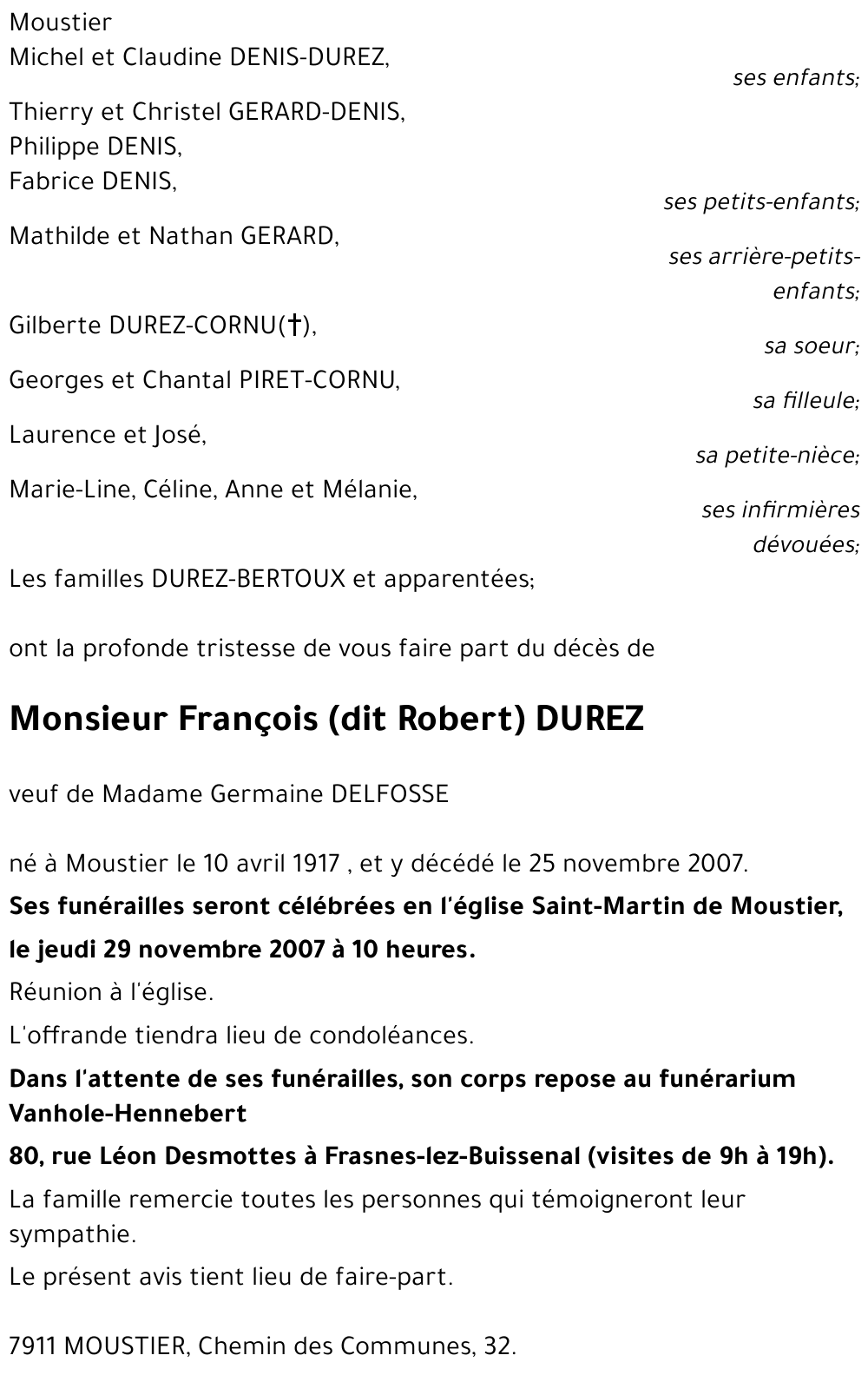 François (dit Robert) DUREZ