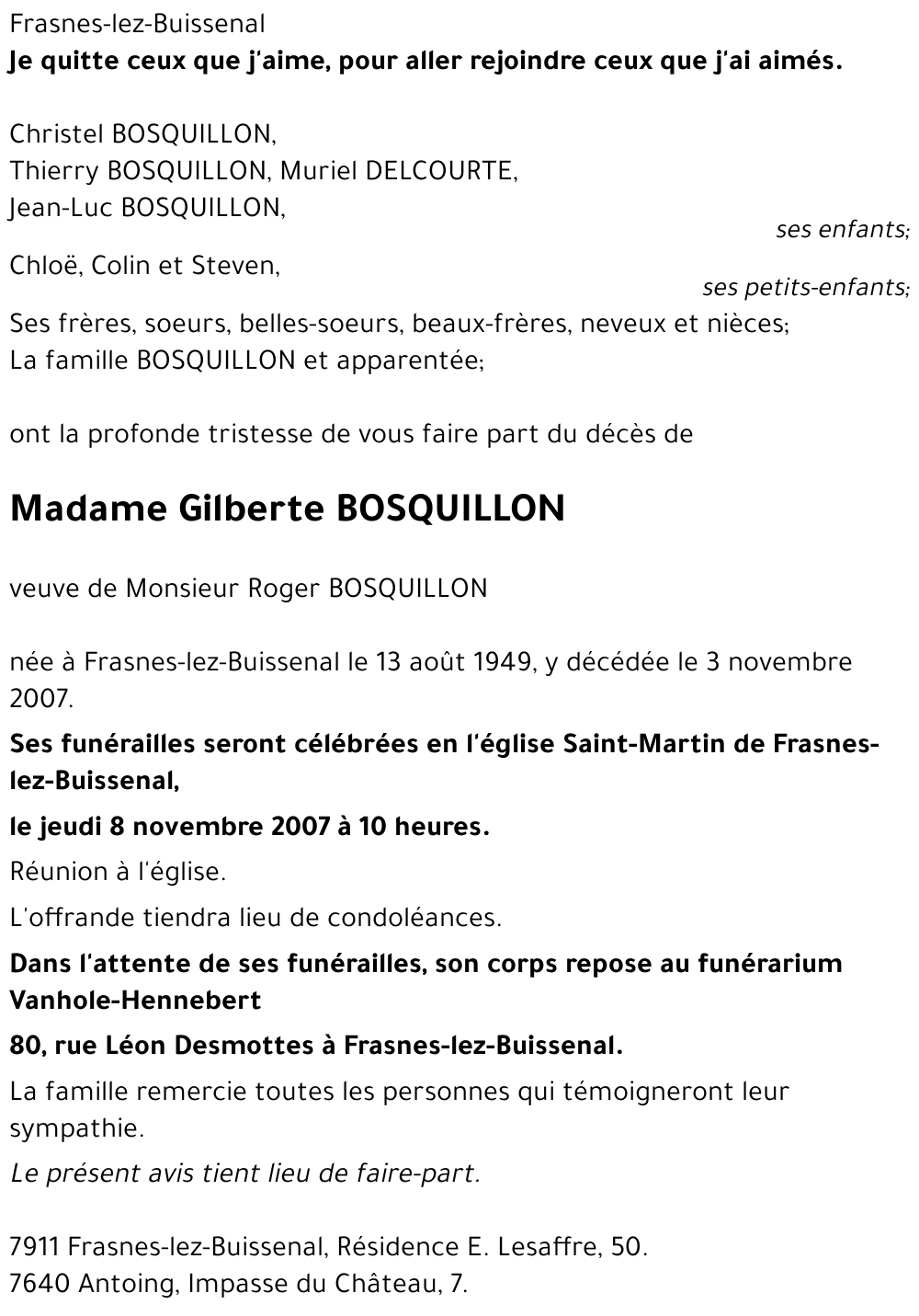 Gilberte BOSQUILLON