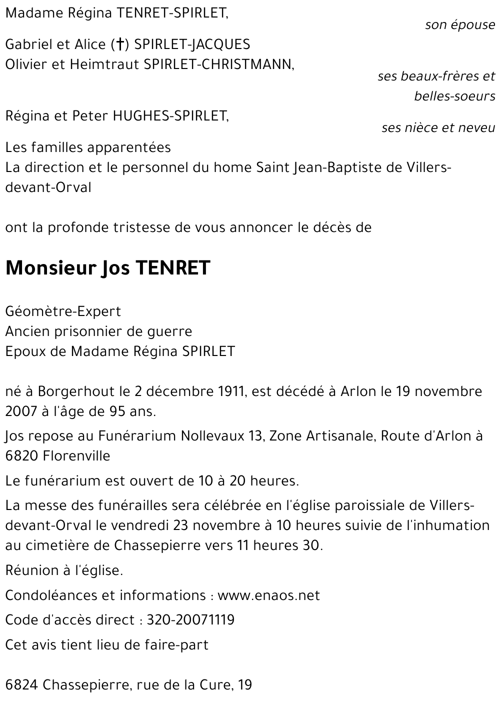 Jos TENRET