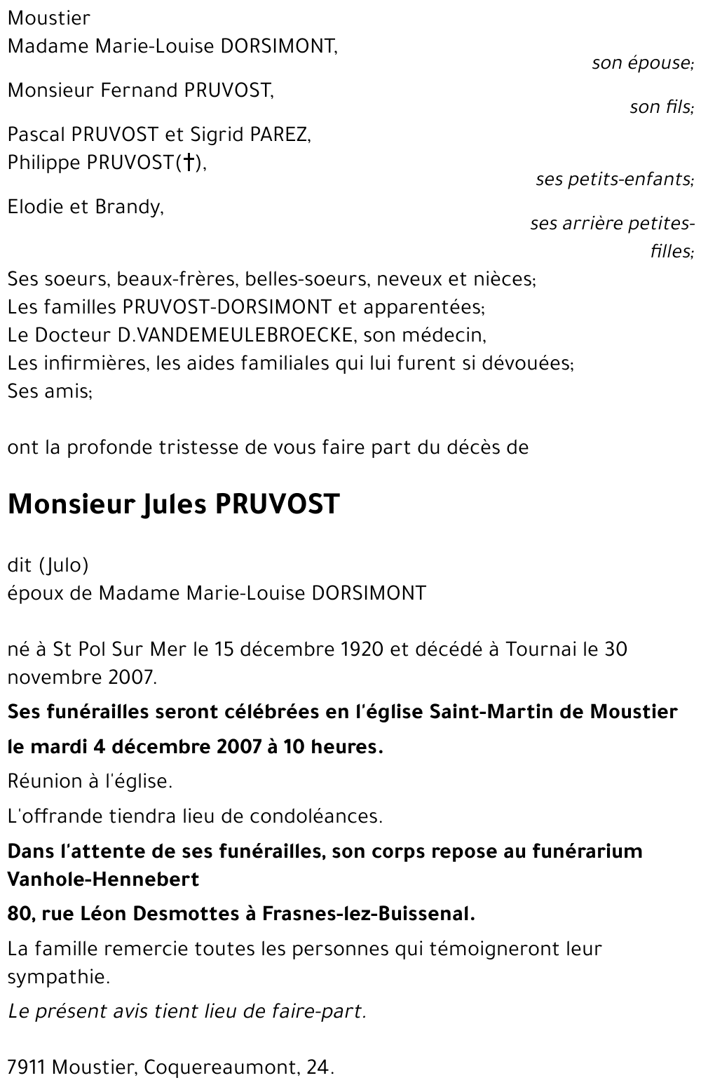 Jules dit (Julo) PRUVOST