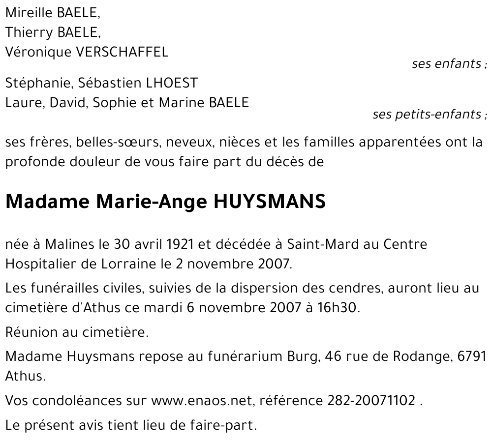 Marie-Ange HUYSMANS