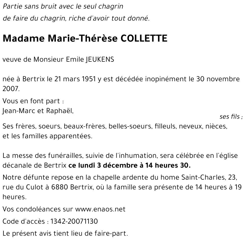 Marie-Thérèse COLLETTE