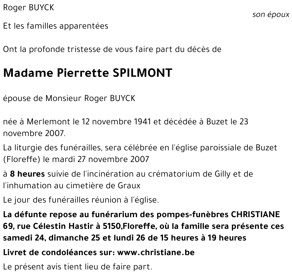 Pierrette SPILMONT