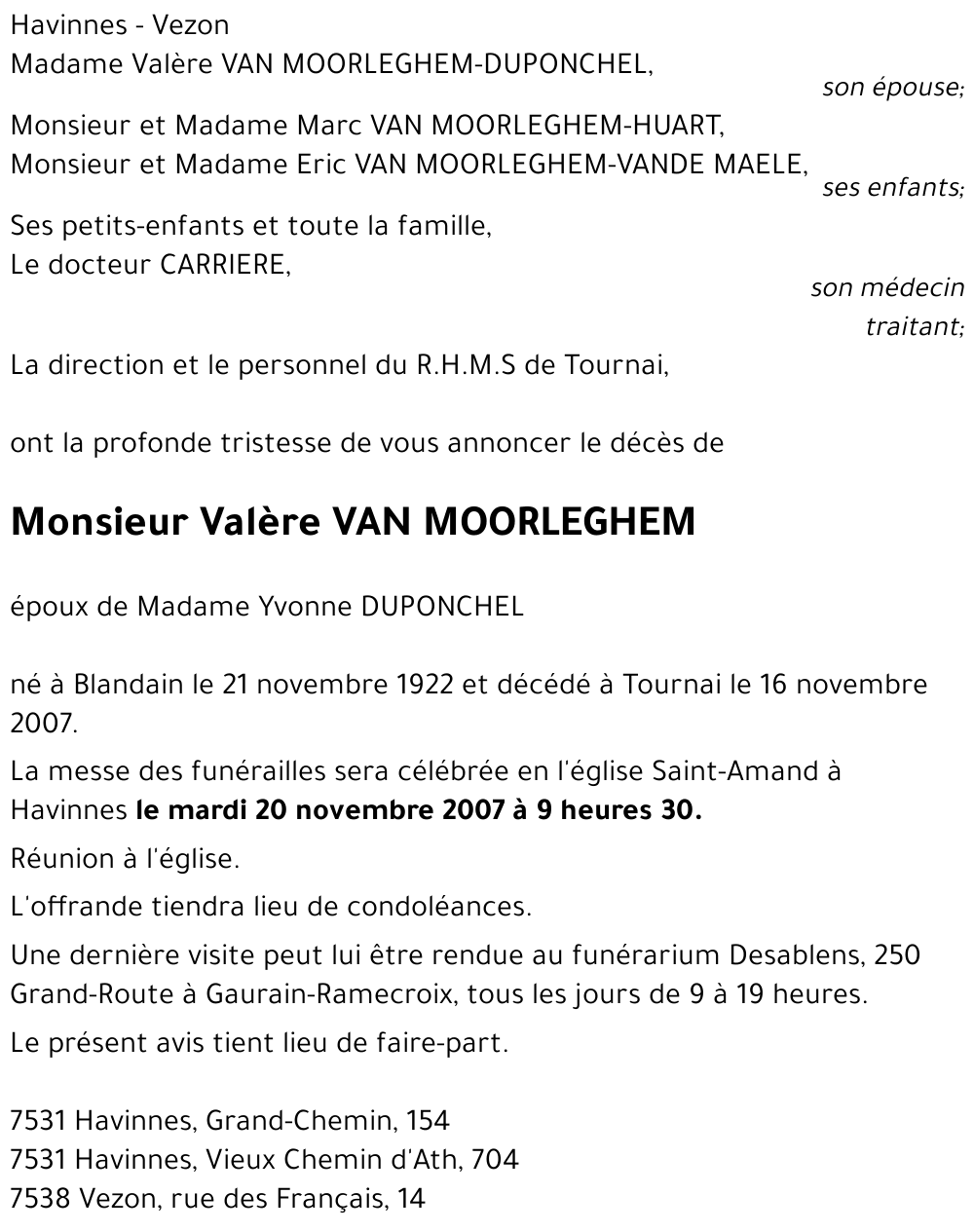 Valère VAN MOORLEGHEM