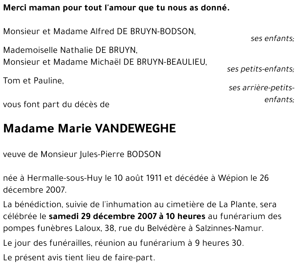 Marie VANDEWEGHE