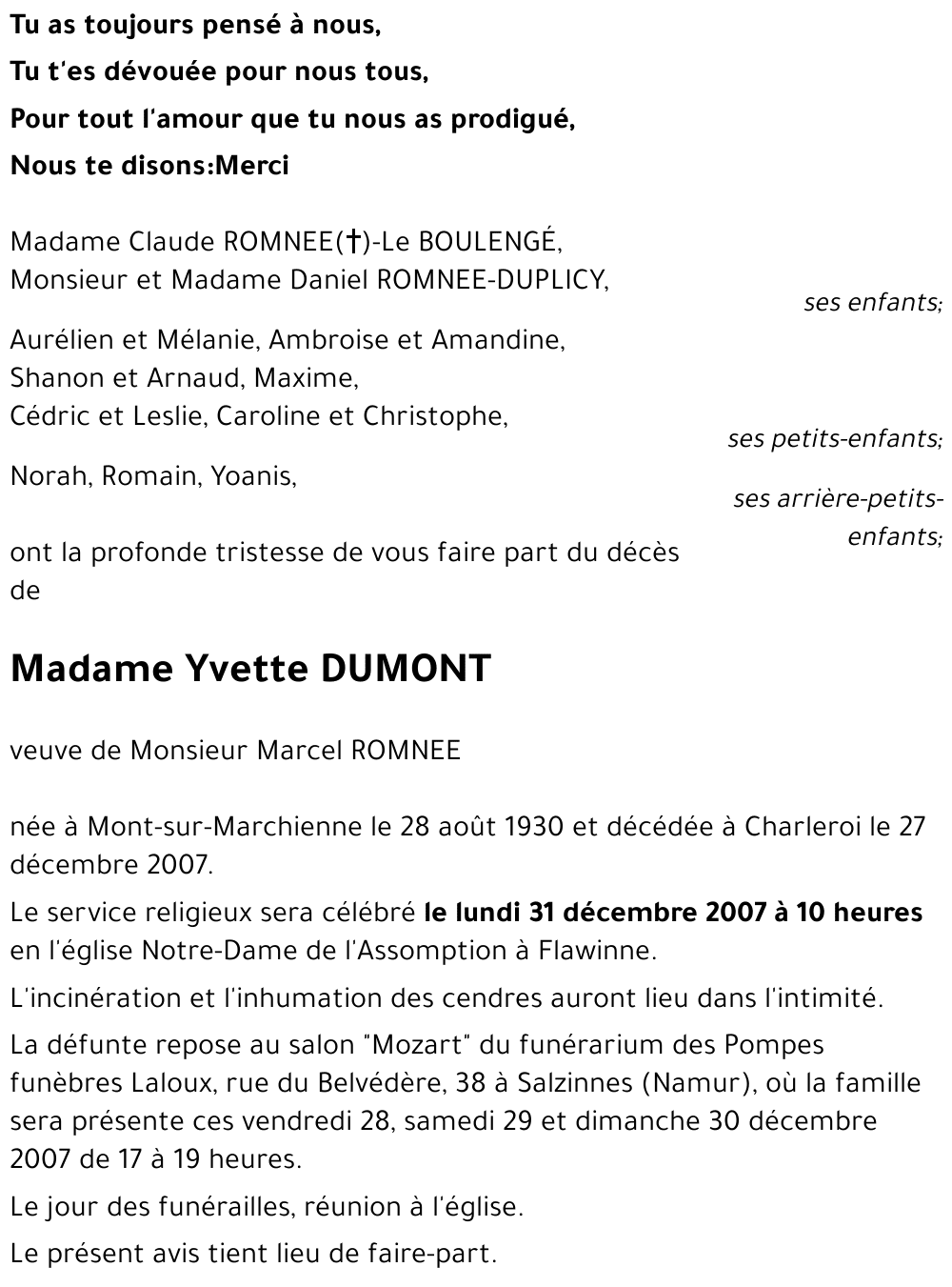 Yvette DUMONT