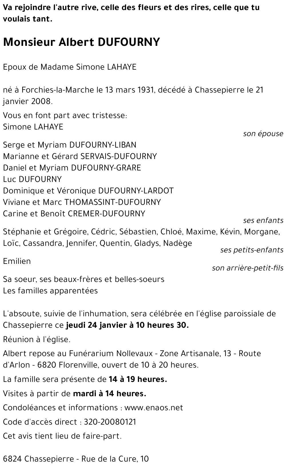 Albert DUFOURNY