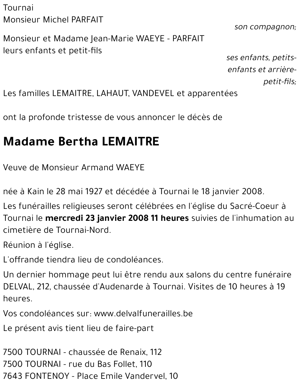 Bertha LEMAITRE