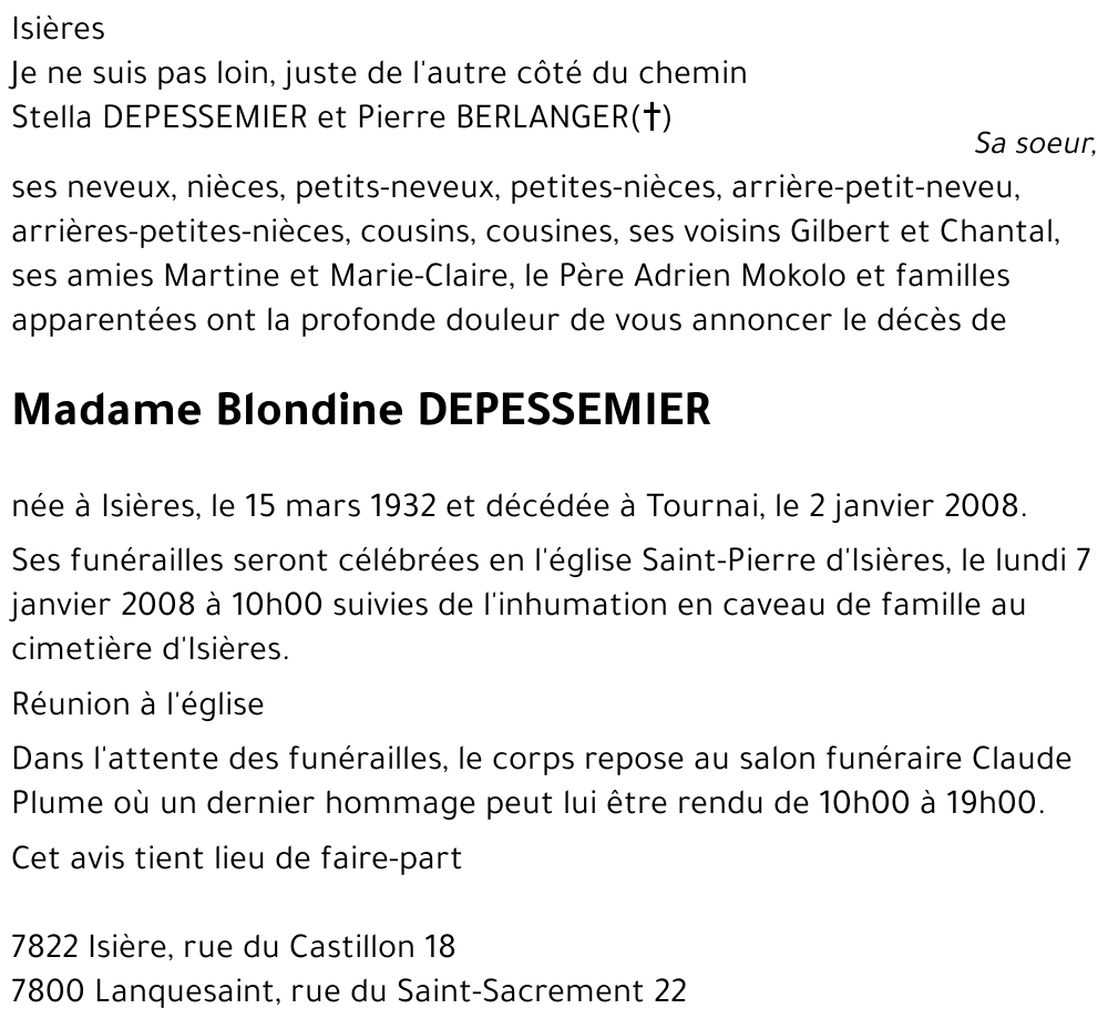 Blondine DEPESSEMIER