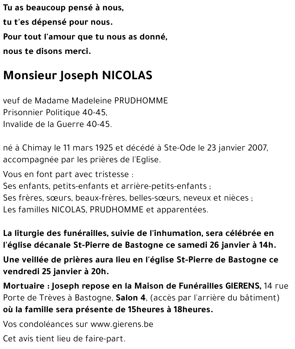 Joseph NICOLAS