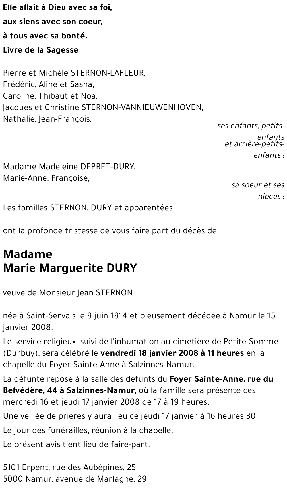 Marie Marguerite DURY