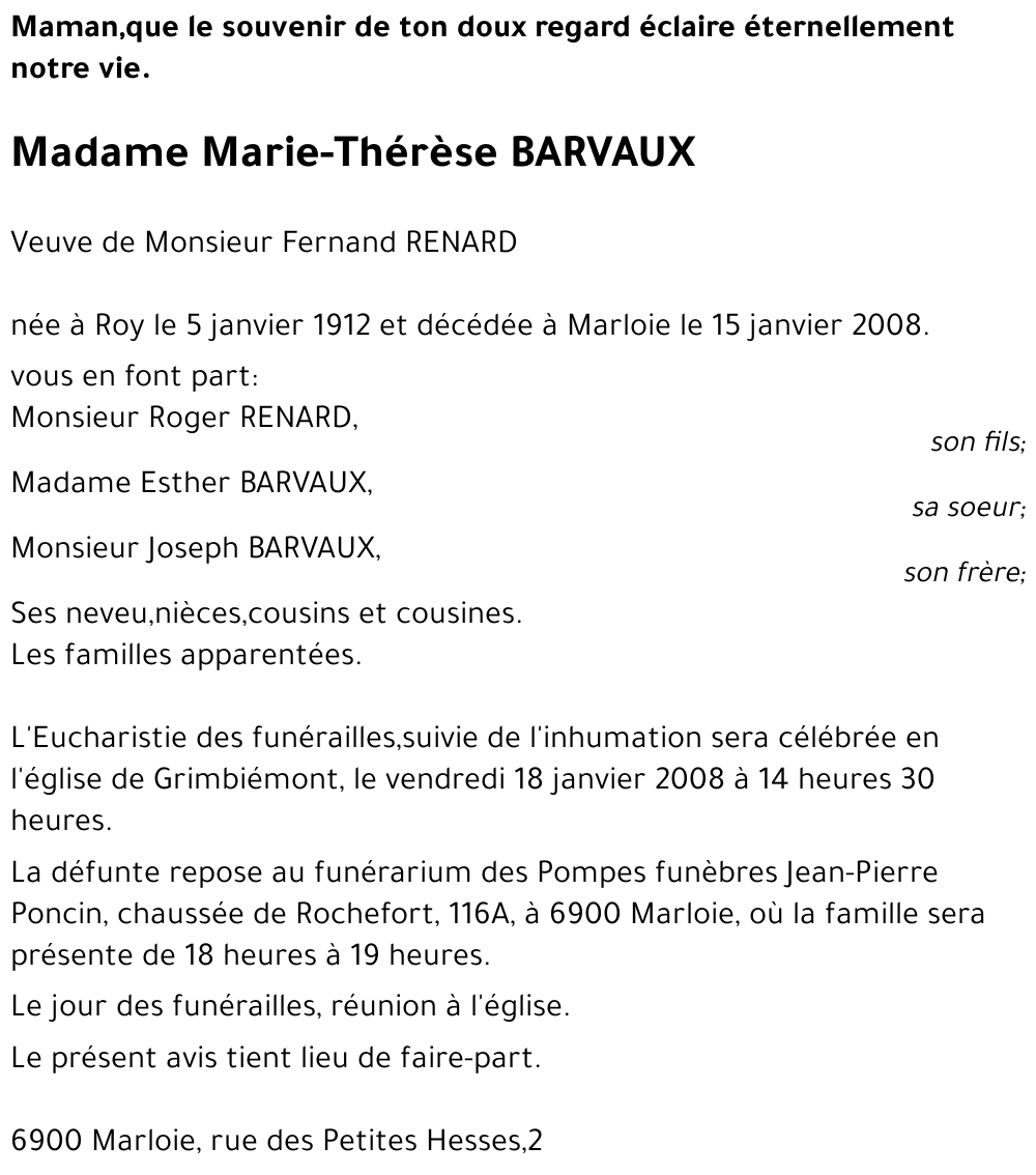 Marie-Thérèse BARVAUX