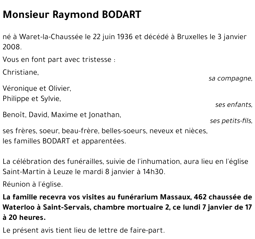 Raymond BODART