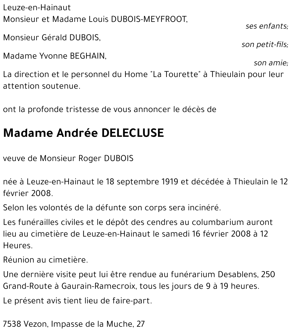 Andrée DELECLUSE