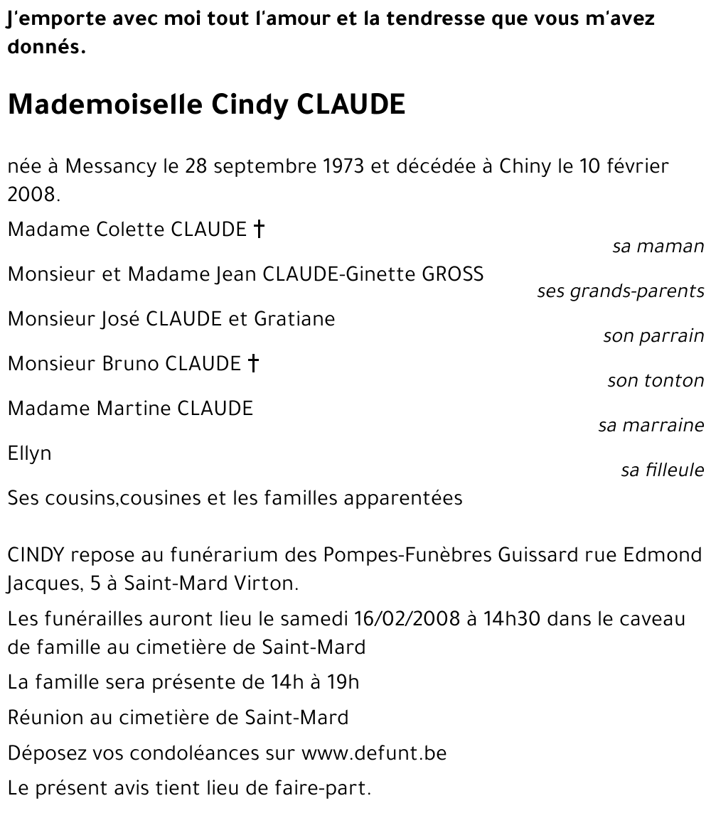 Cindy CLAUDE