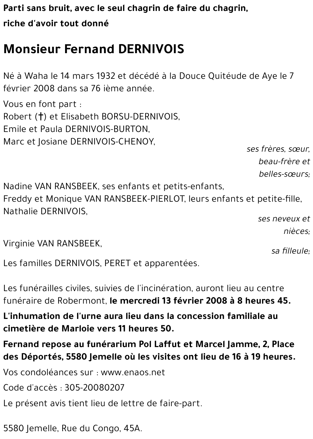 Fernand DERNIVOIS