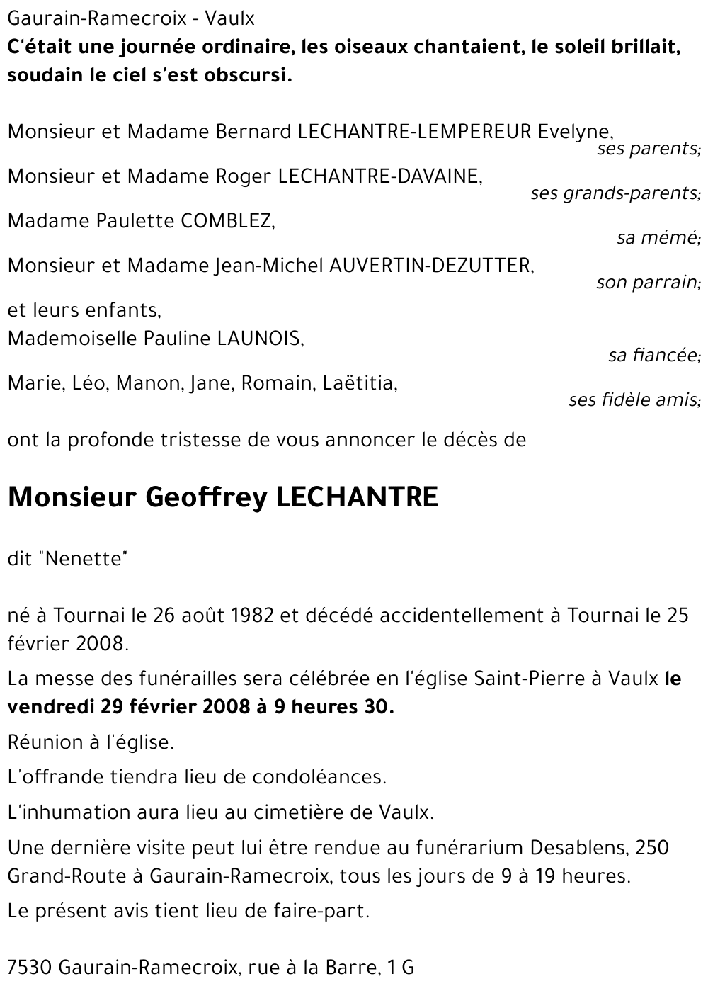 Geoffrey LECHANTRE