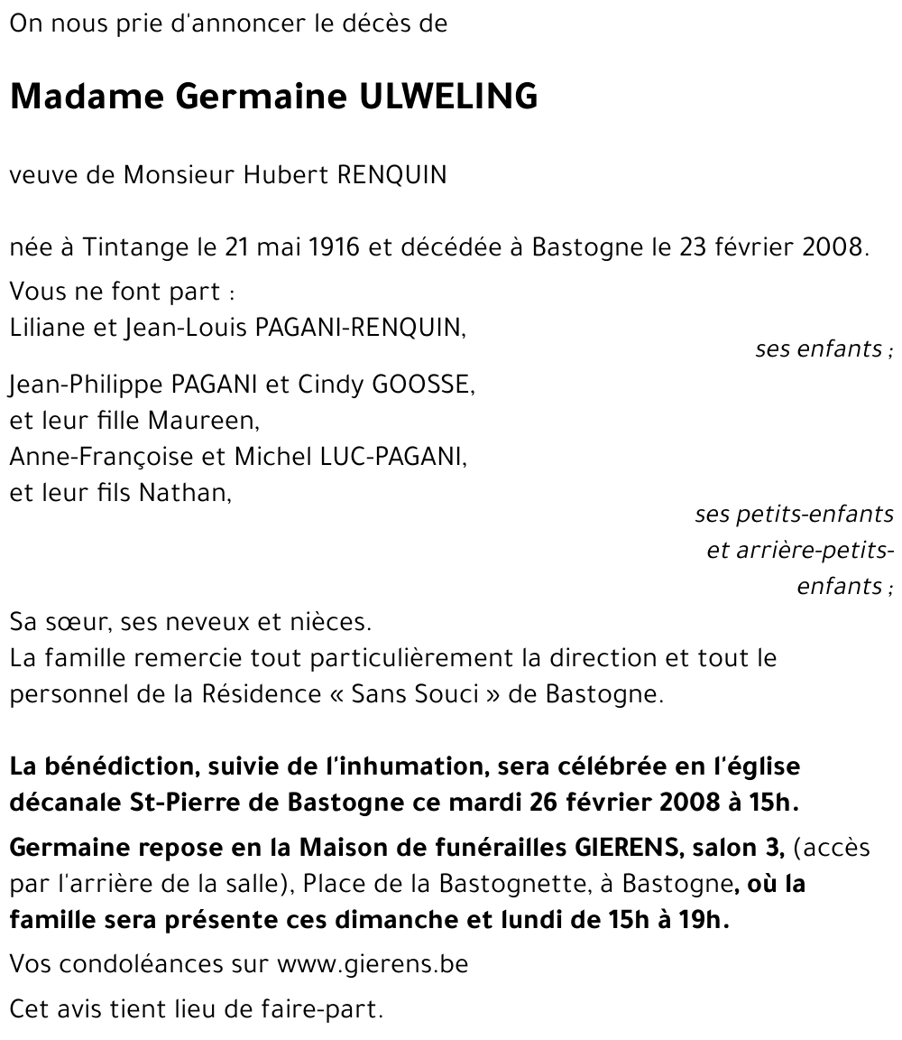 Germaine ULWELING