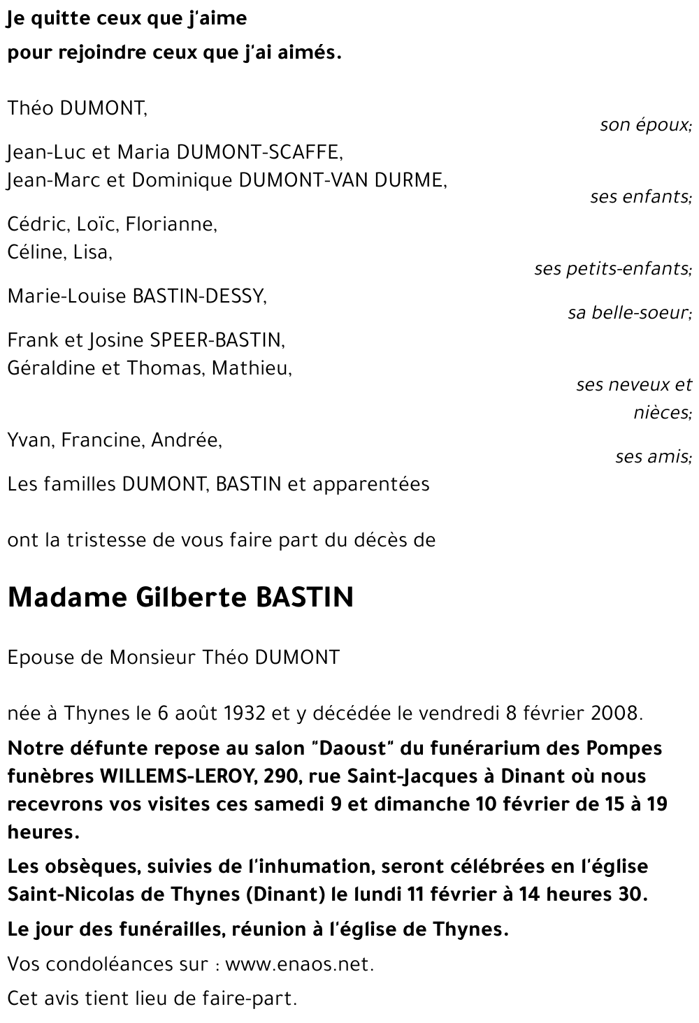 Gilberte BASTIN
