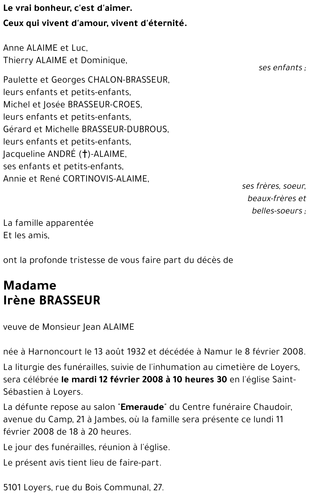 Irène BRASSEUR