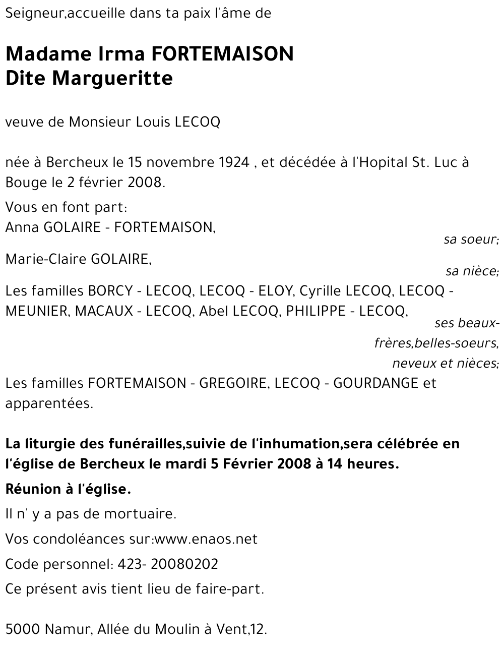 Irma FORTEMAISON
