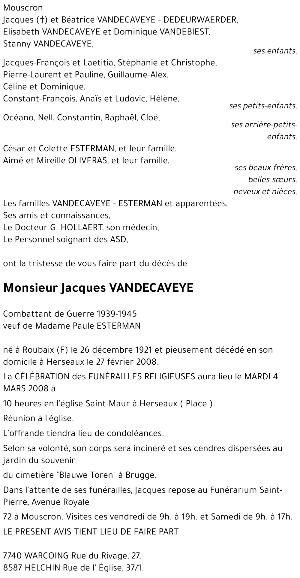 Jacques VANDECAVEYE