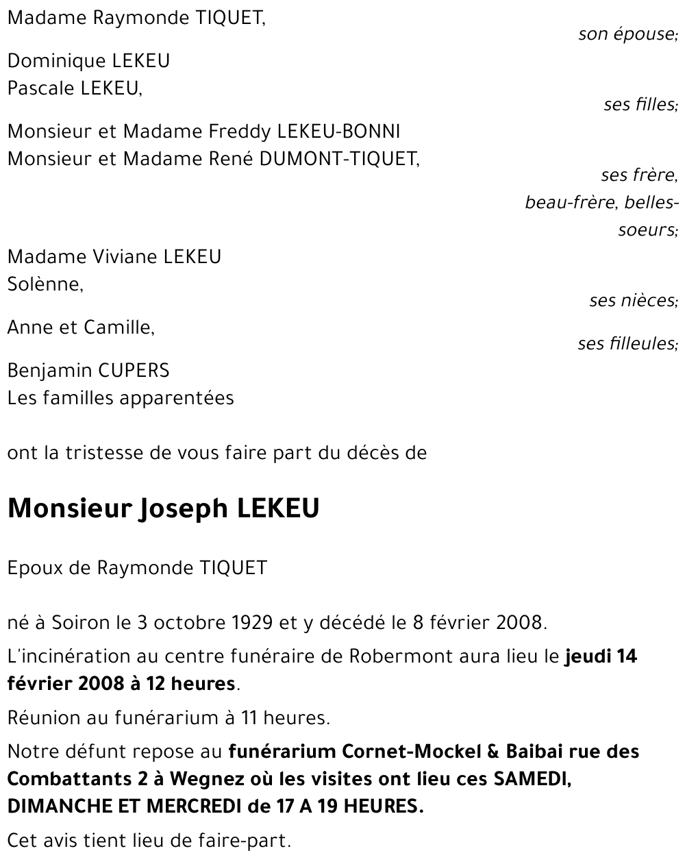Joseph LEKEU