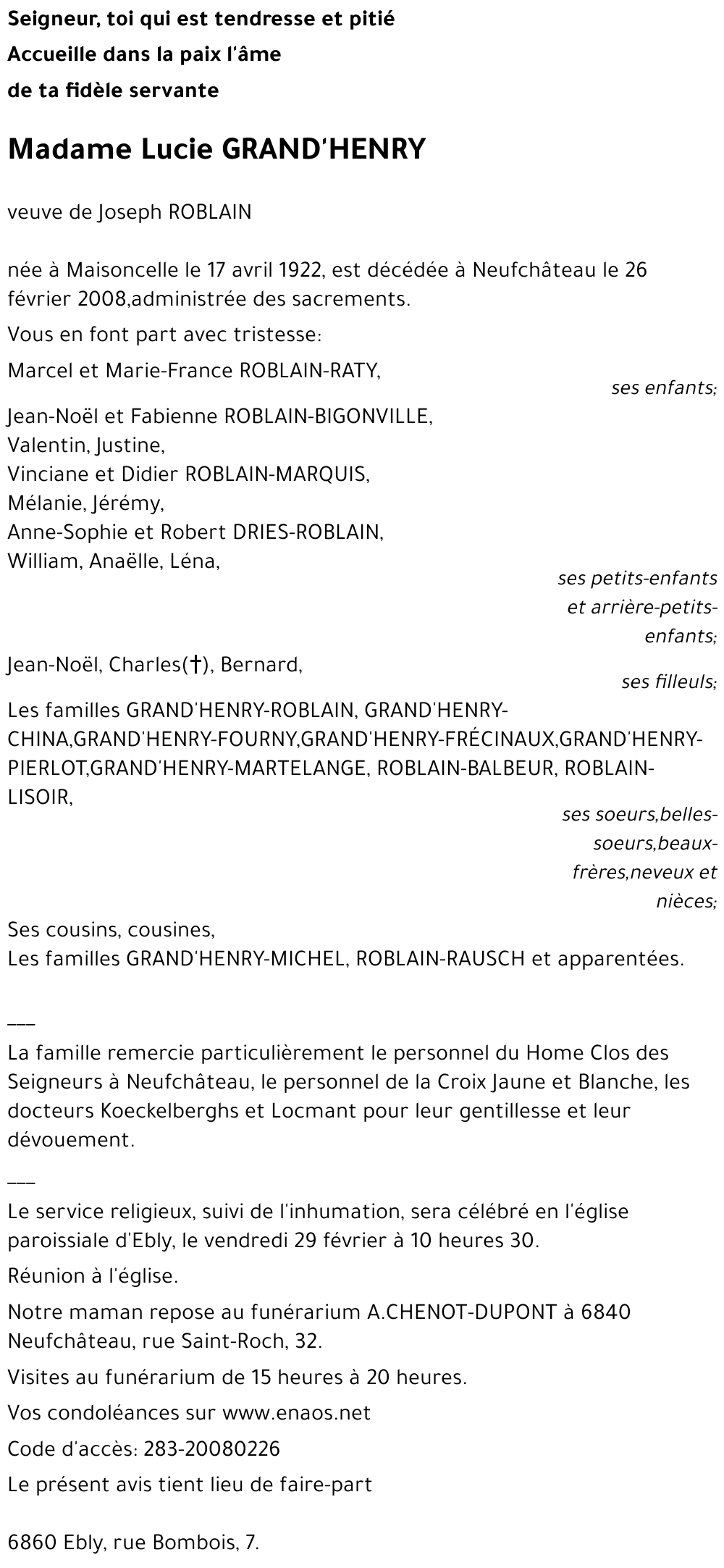 Lucie GRAND'HENRY