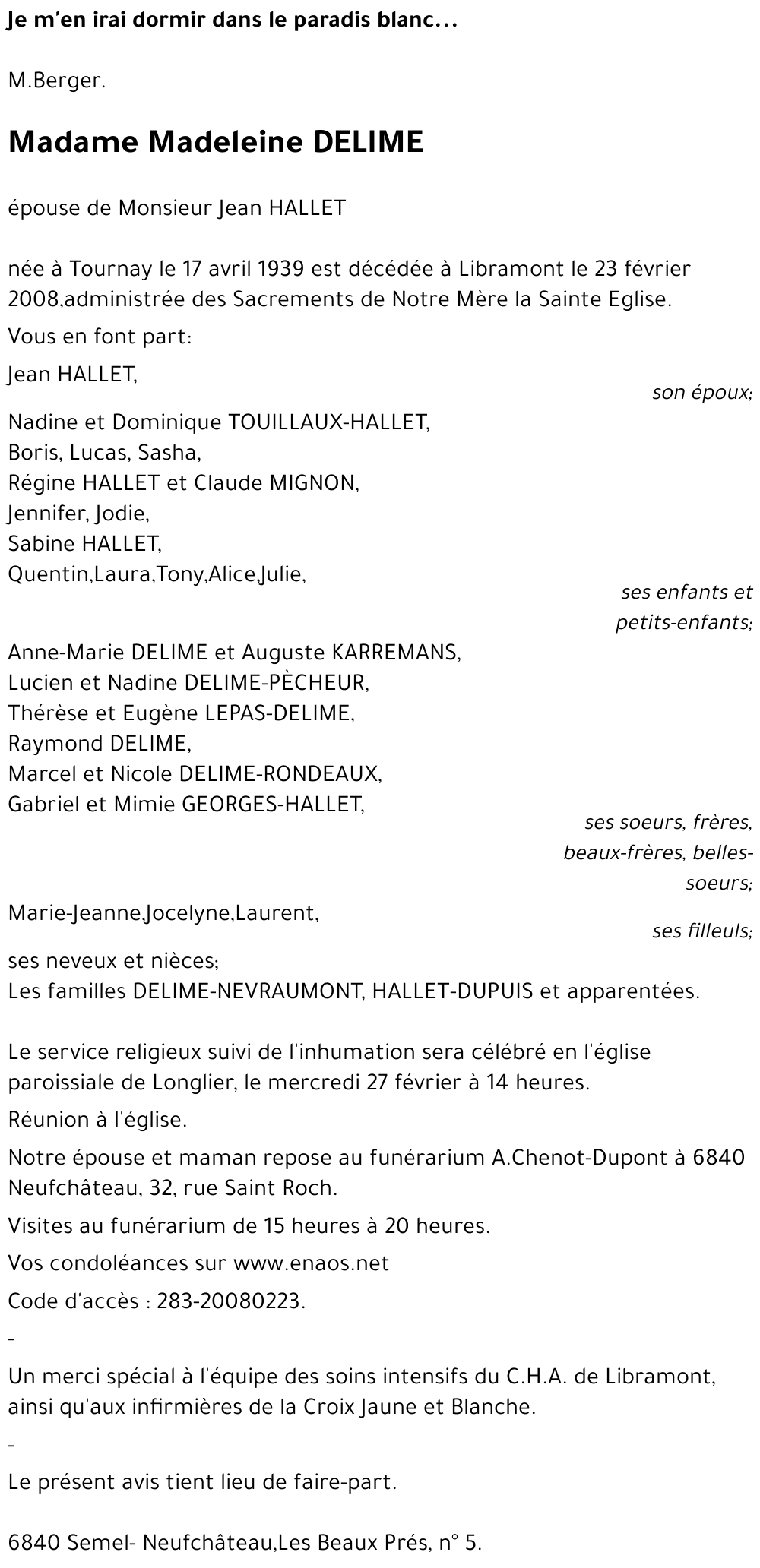 Madeleine DELIME