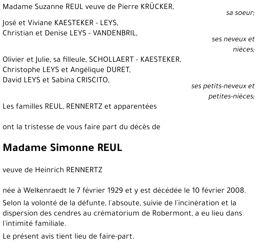 Simonne REUL