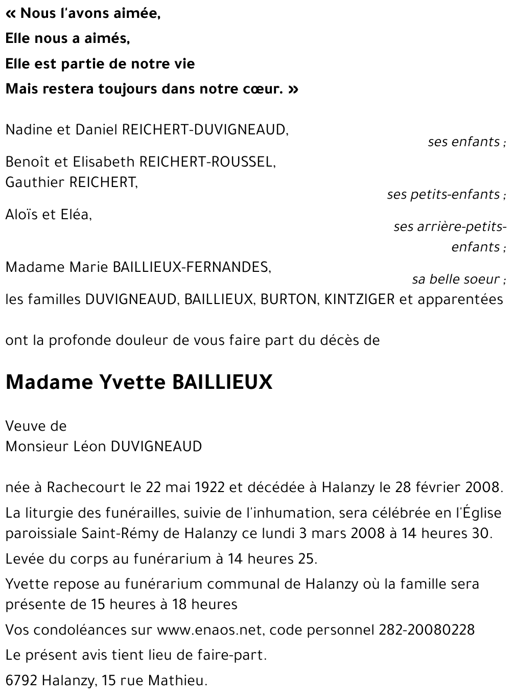Yvette BAILLIEUX