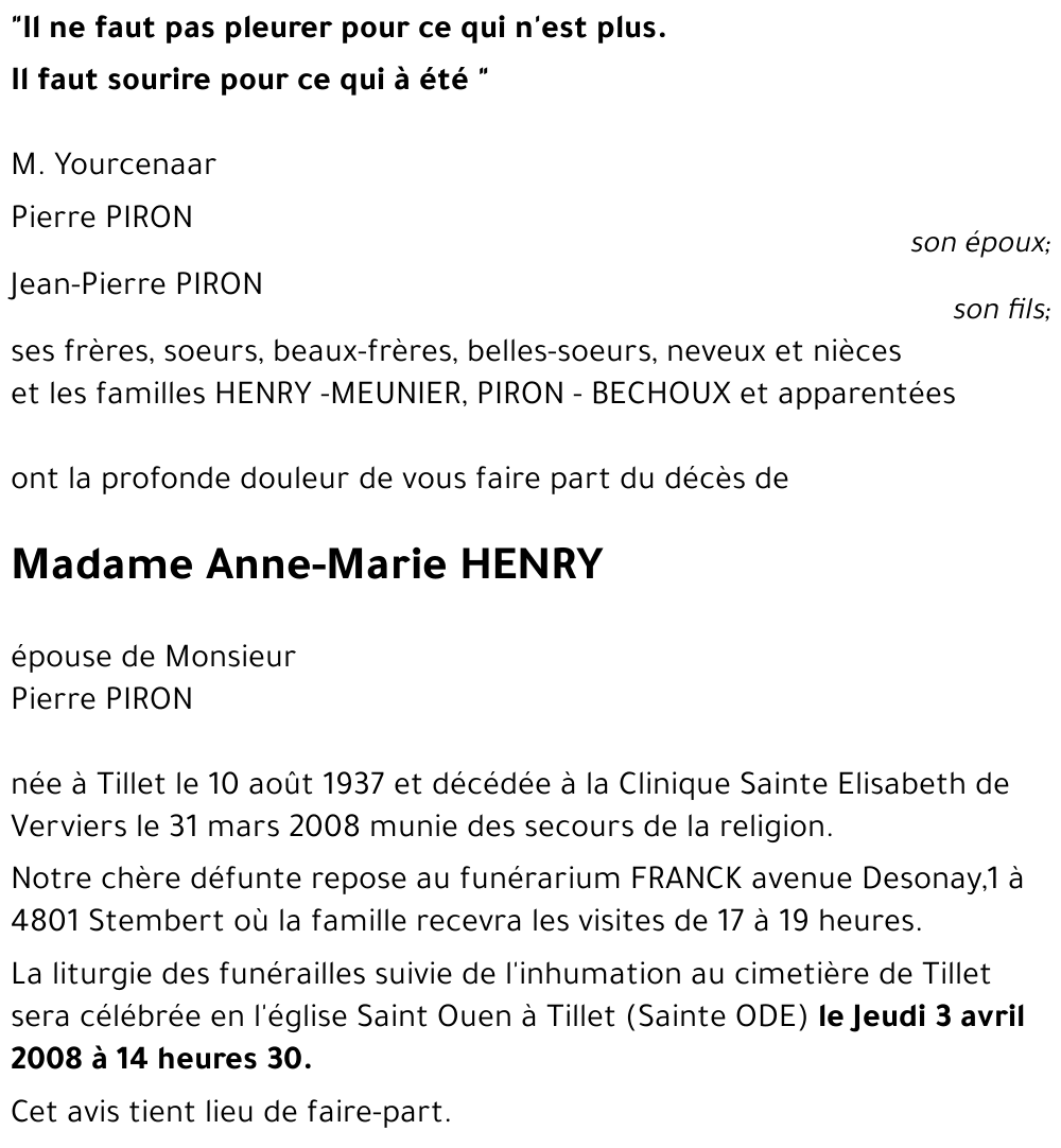 Anne Marie HENRY