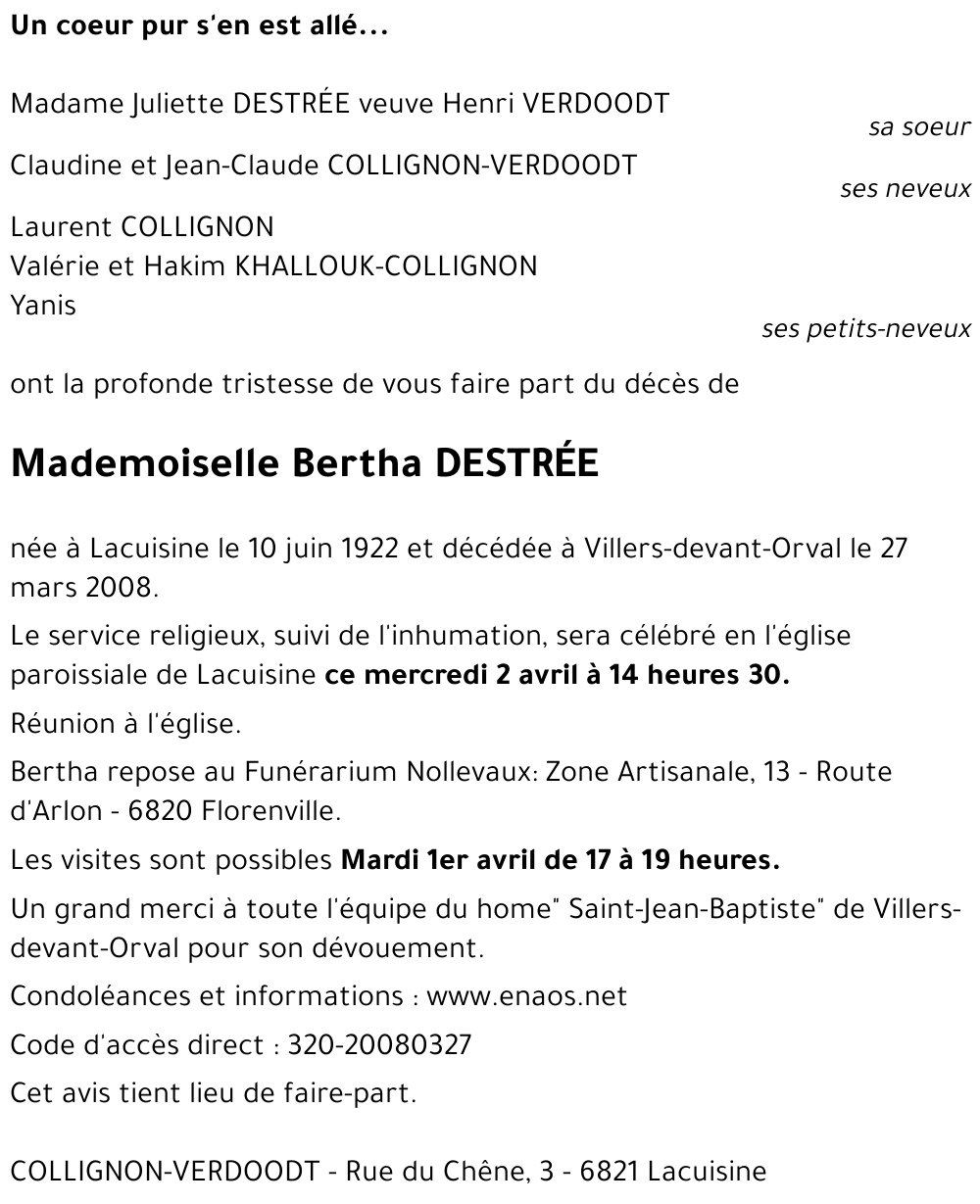 Bertha DESTREE