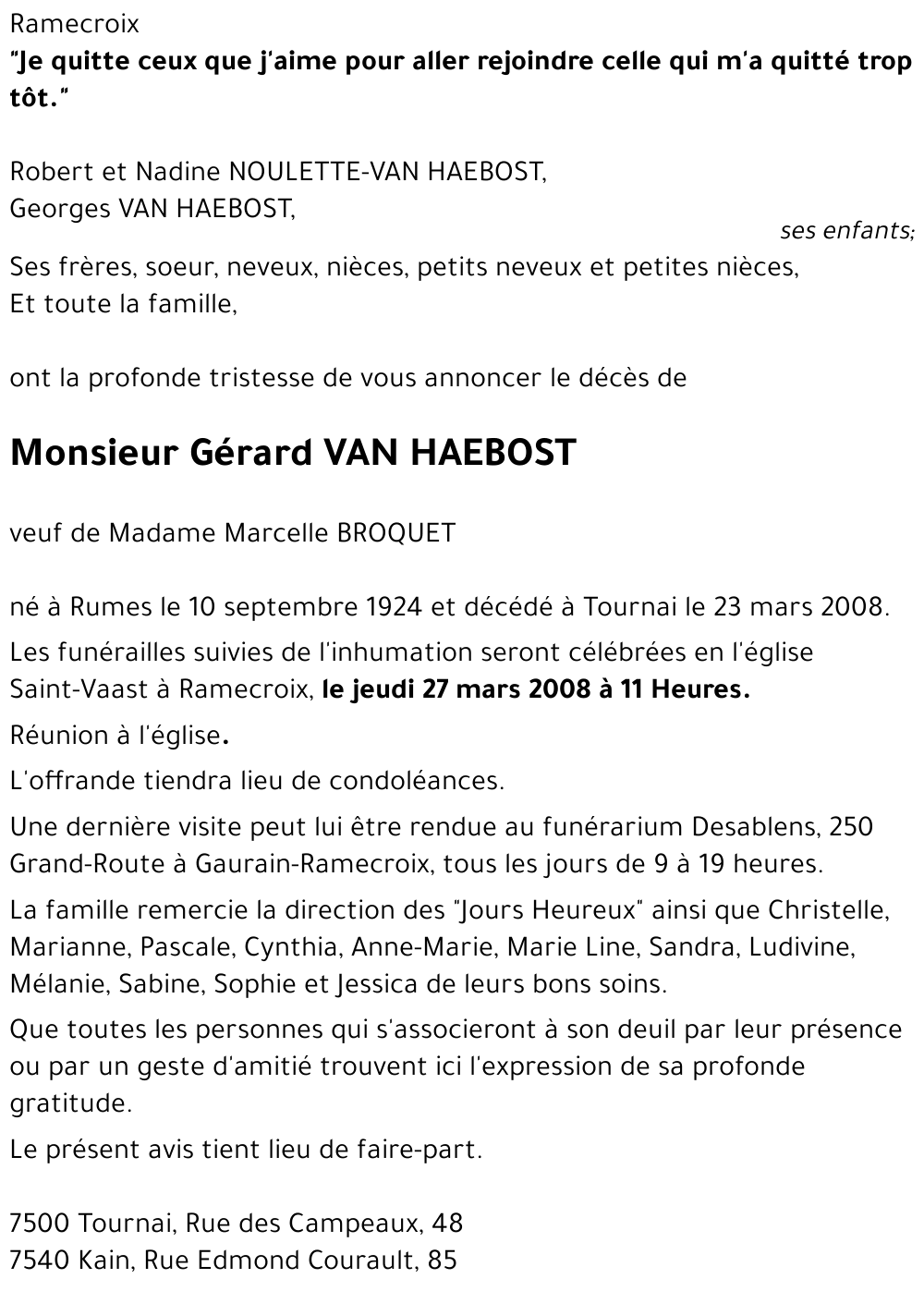 Gérard VAN HAEBOST
