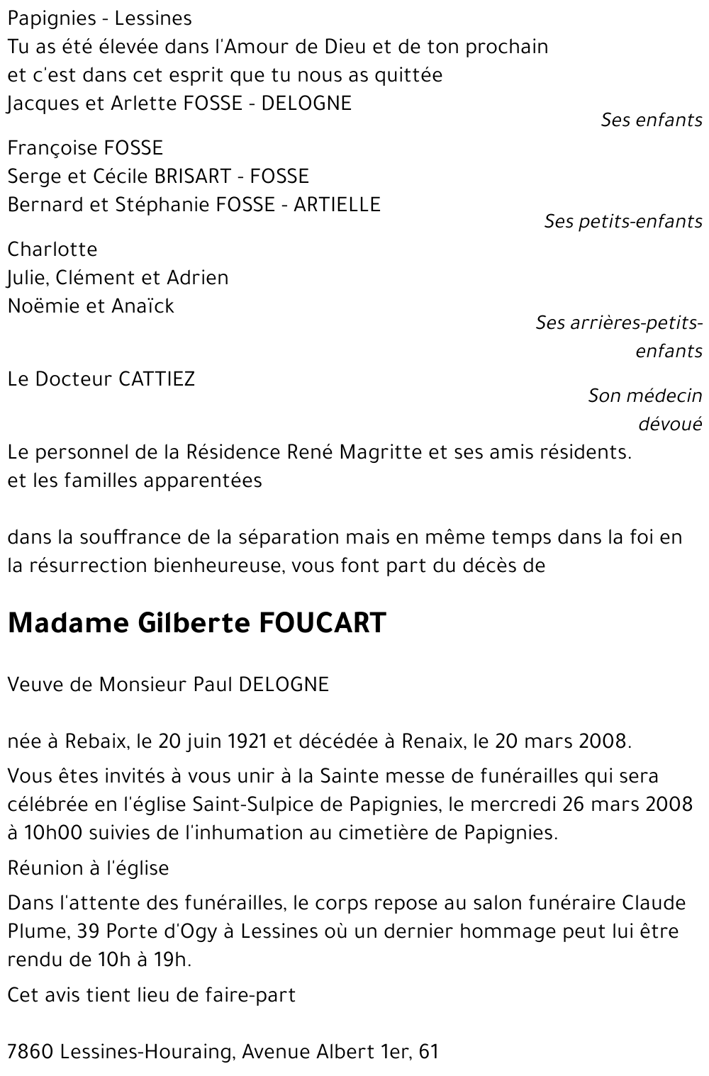 Gilberte FOUCART