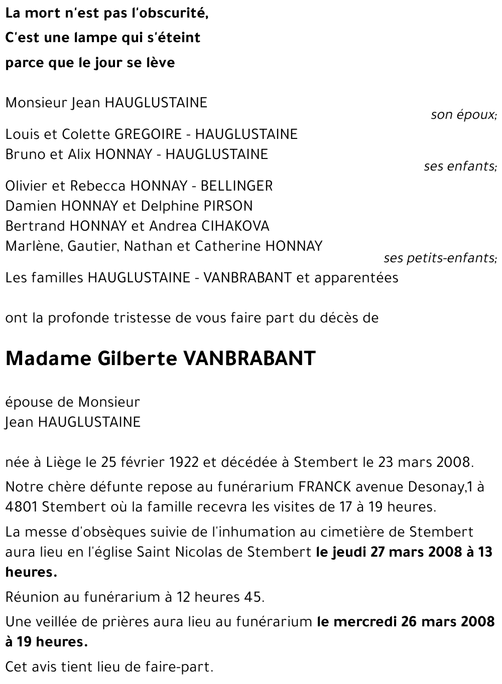 Gilberte VANBRABANT