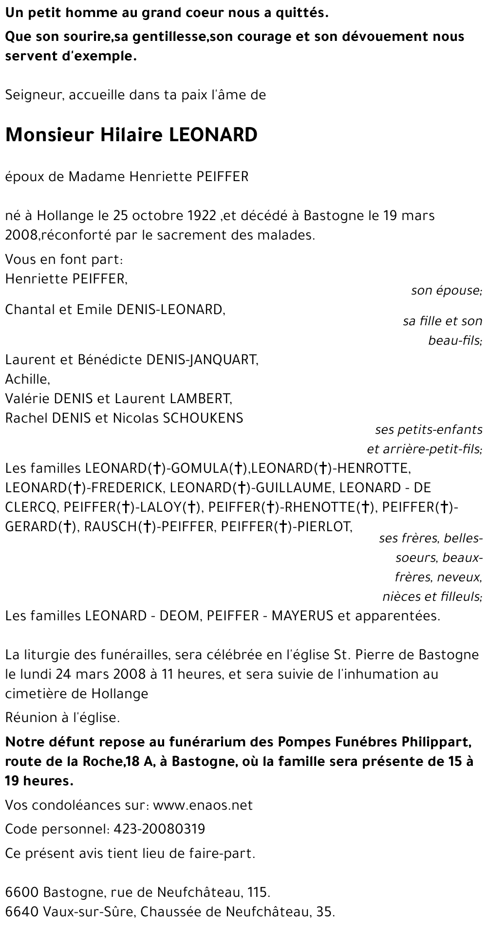 Hilaire LEONARD
