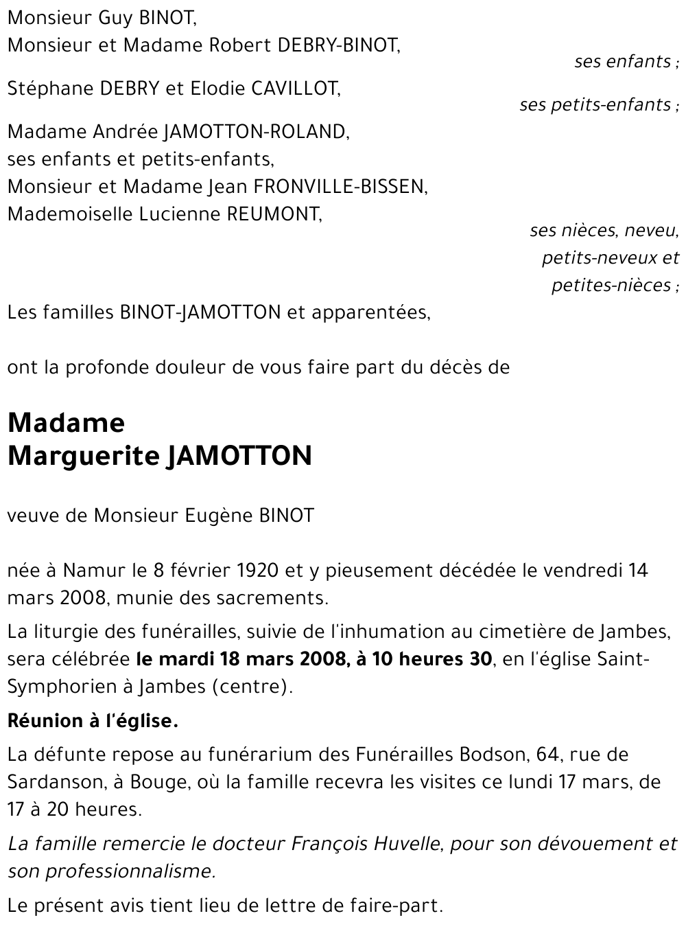 Marguerite JAMOTTON