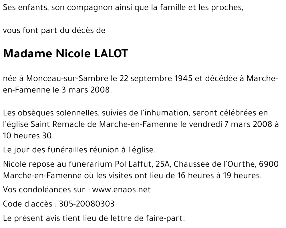 Nicole LALOT