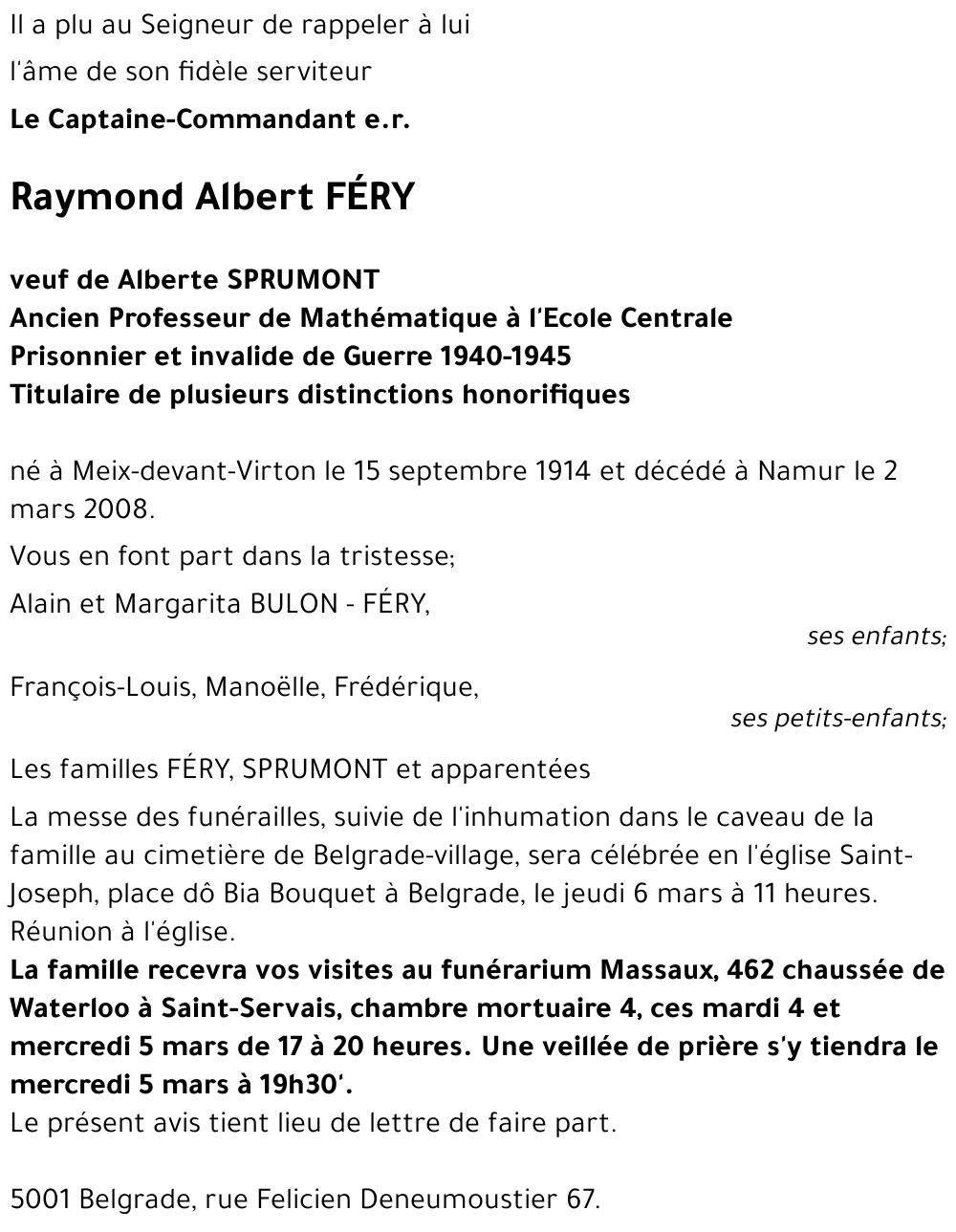 Raymond Albert FÉRY