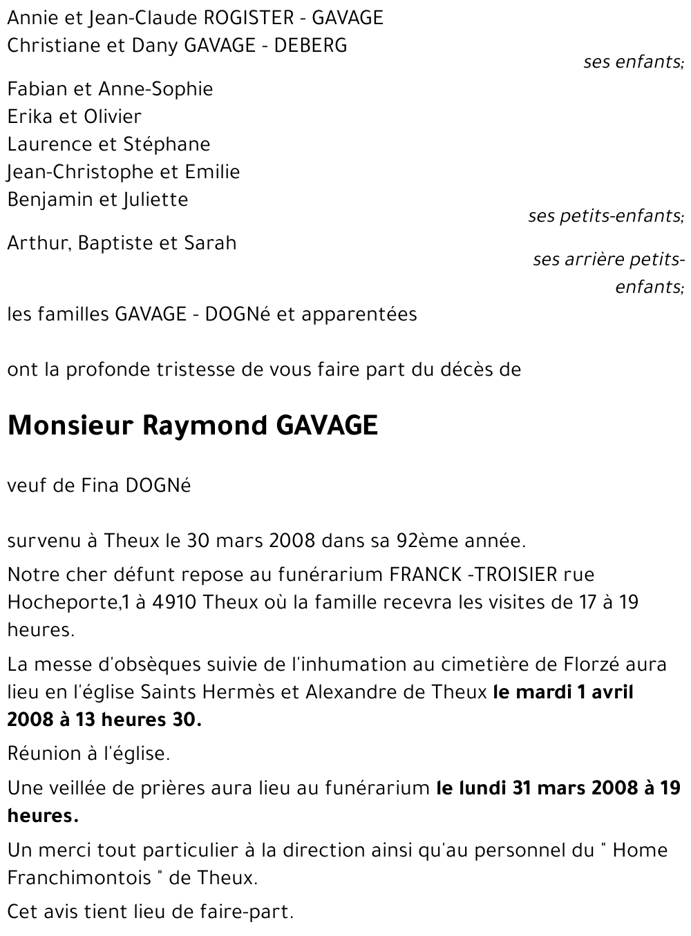 Raymond GAVAGE