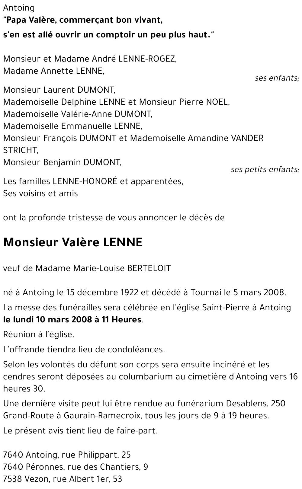 Valère LENNE