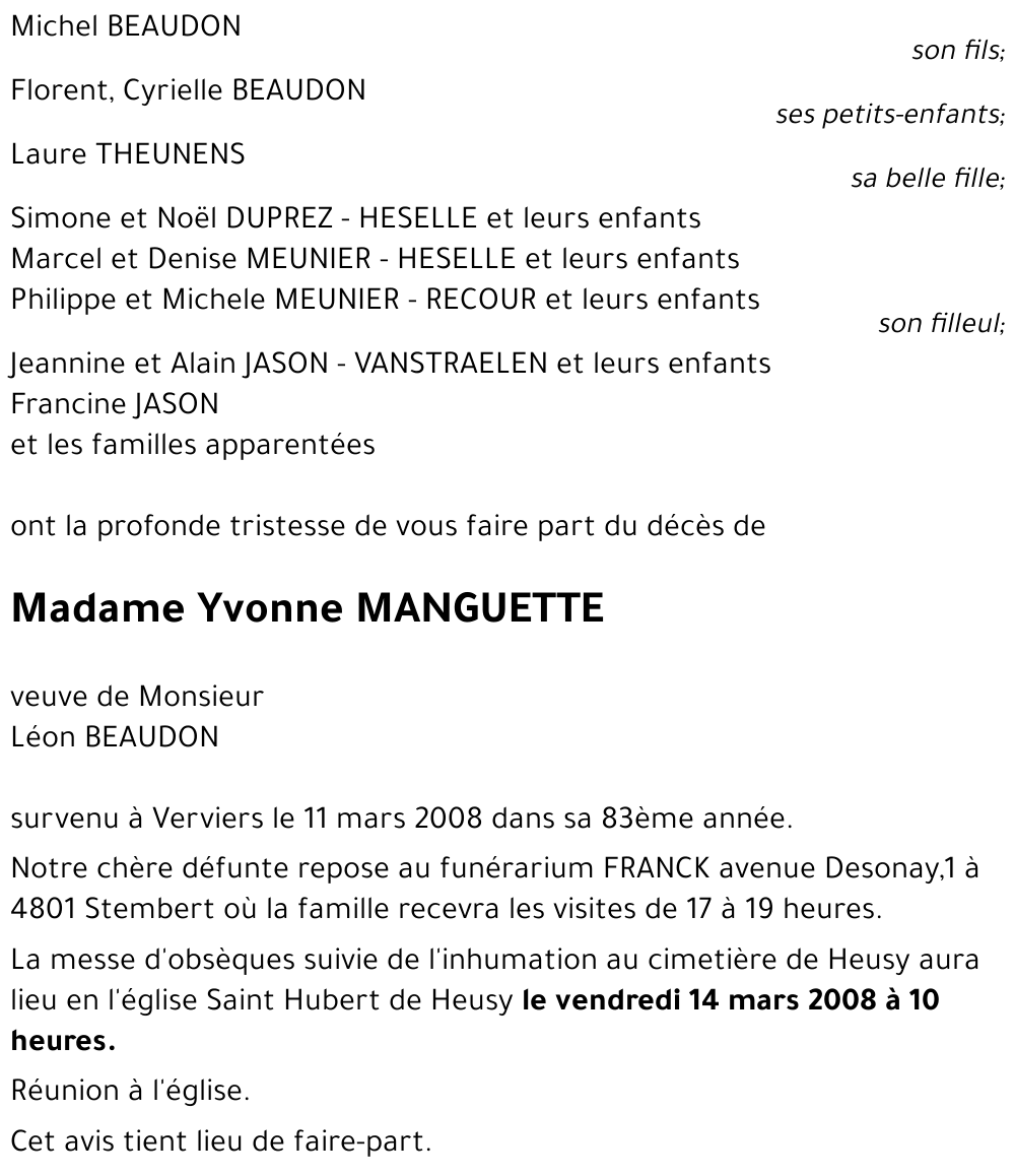 Yvonne MANGUETTE