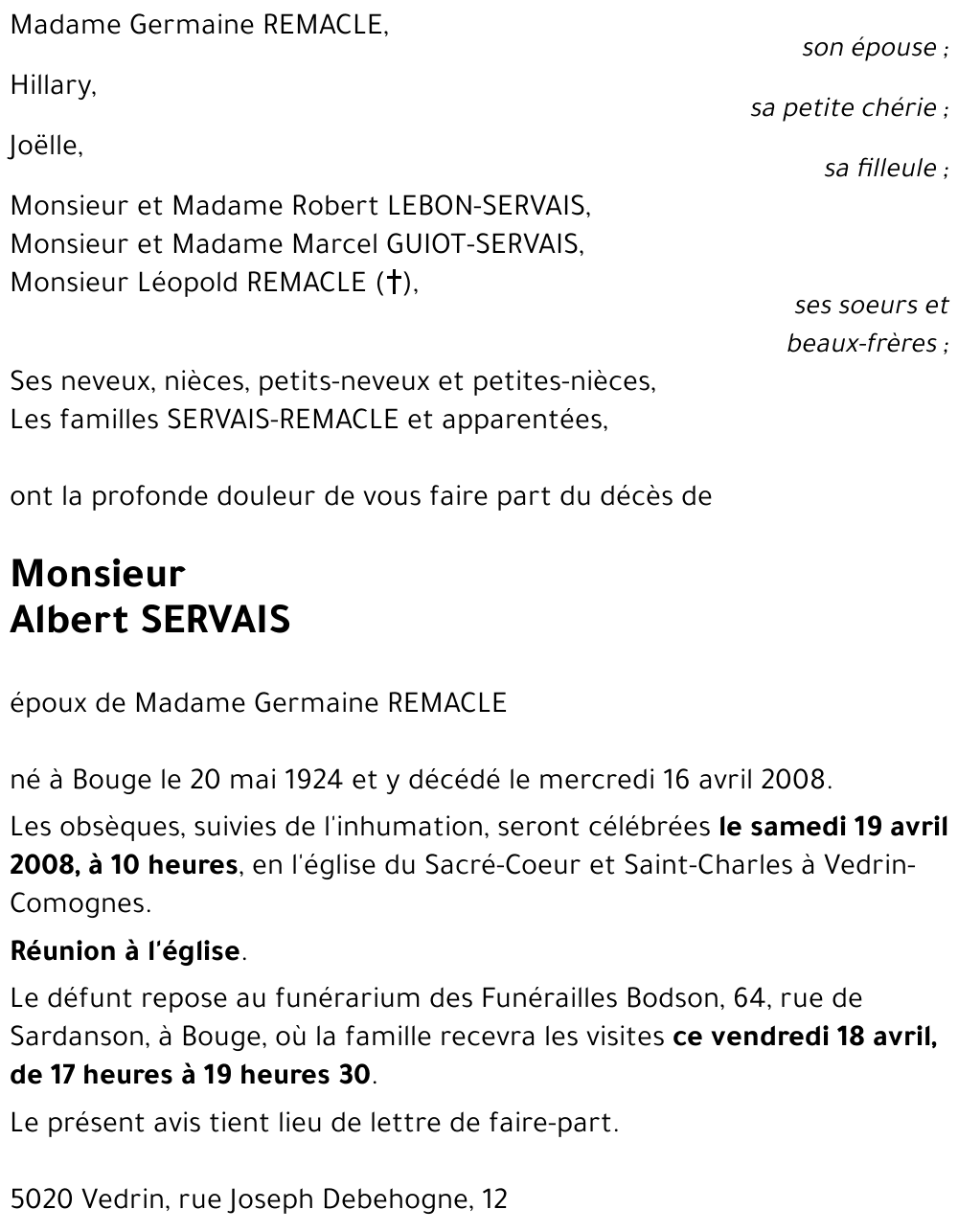 Albert SERVAIS