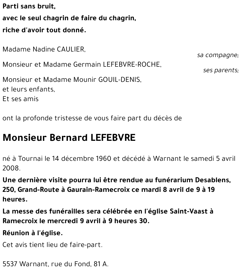 Bernard LEFEBVRE