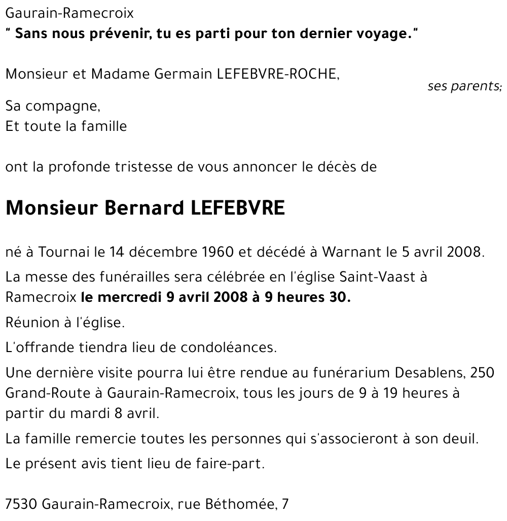 Bernard LEFEBVRE